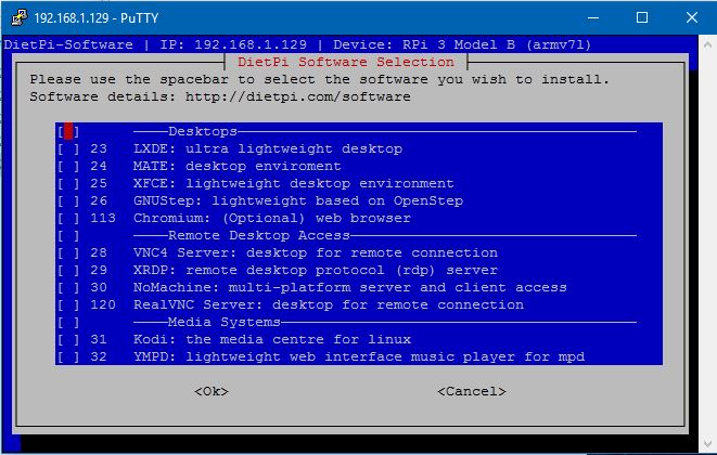 DietPi Software choices