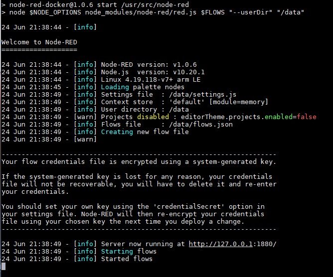 new node red container