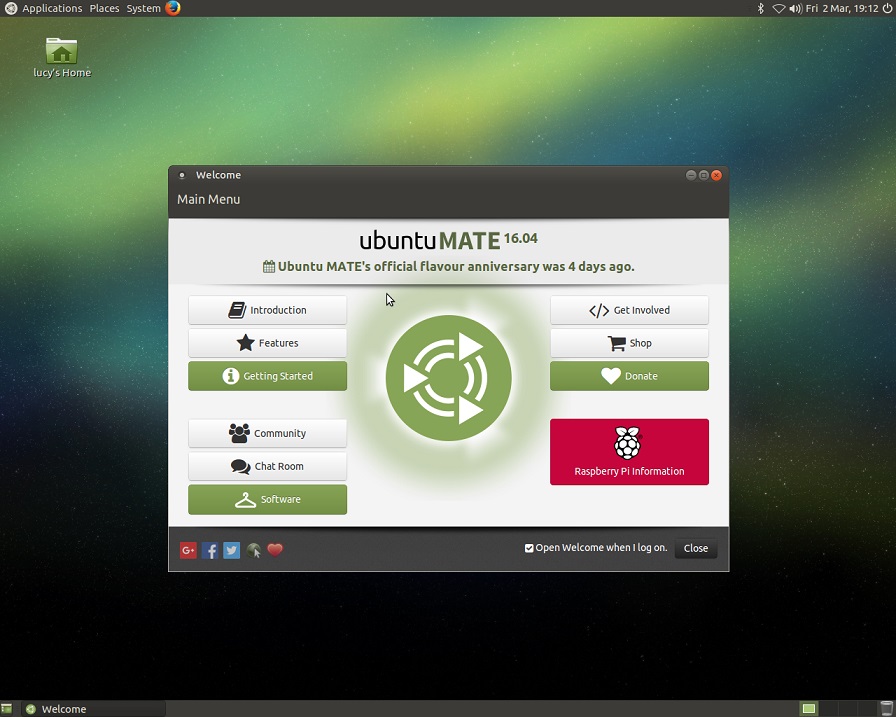 Ubuntu Mate Welcome Screen